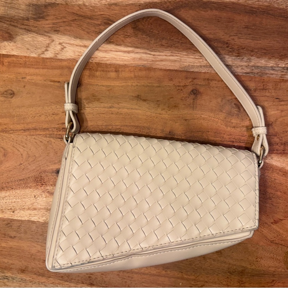 Urban Expressions Woven Asymmetrical Shoulder Bag Beige